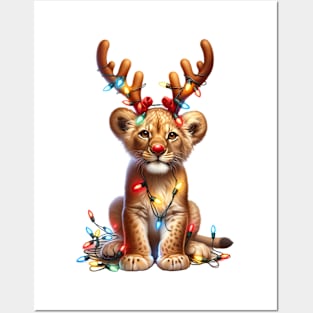 Christmas Red Nose Lion Posters and Art